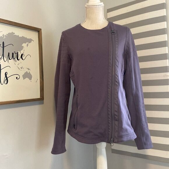 Athleta Plum Long Sleeve Zip Up Moto Jacket Size Large - Picture 1 of 14
